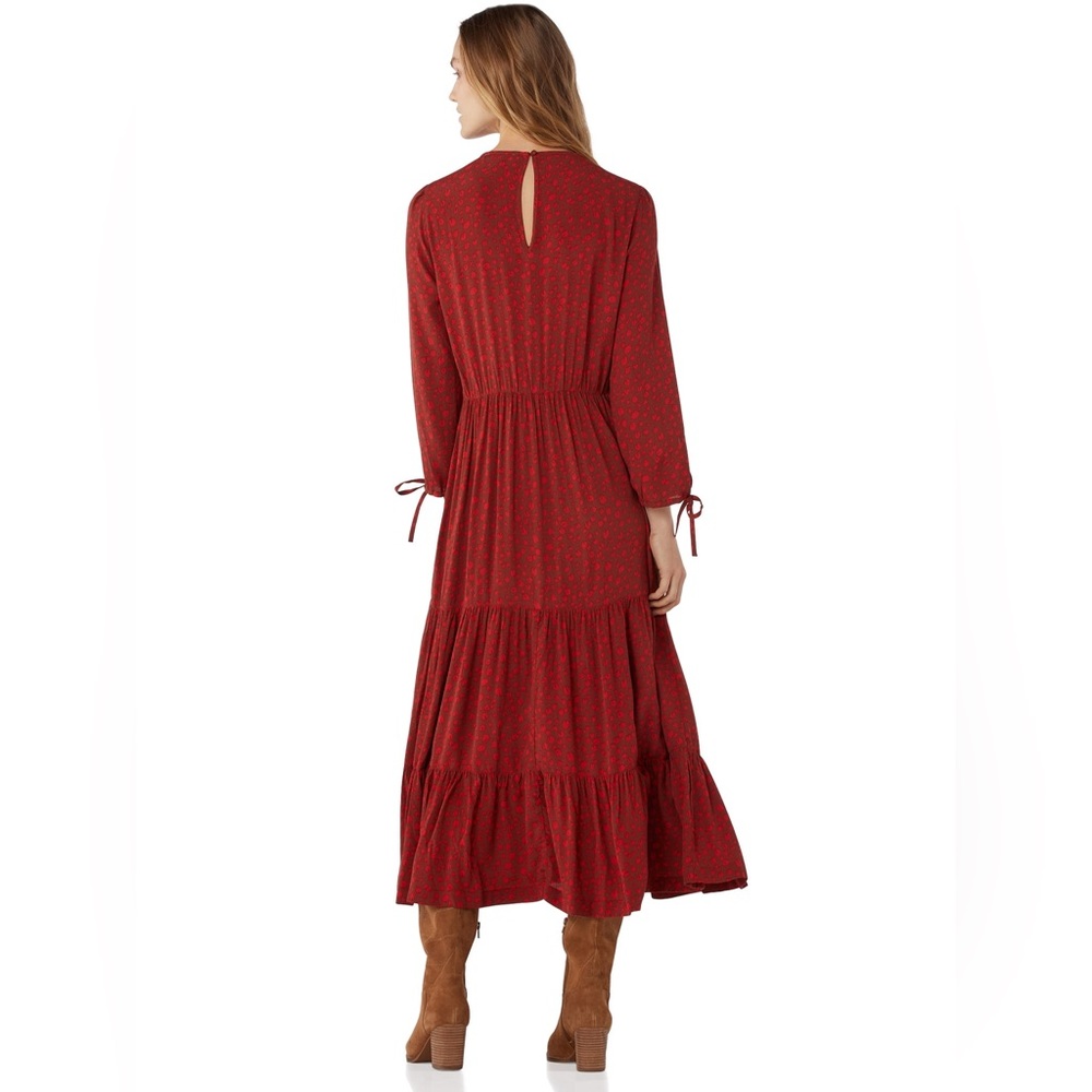 NWT Free Assembly Red Tiered Maxi Dress Size Large; Boho Spotted Maxi Dress - Picture 3 of 12
